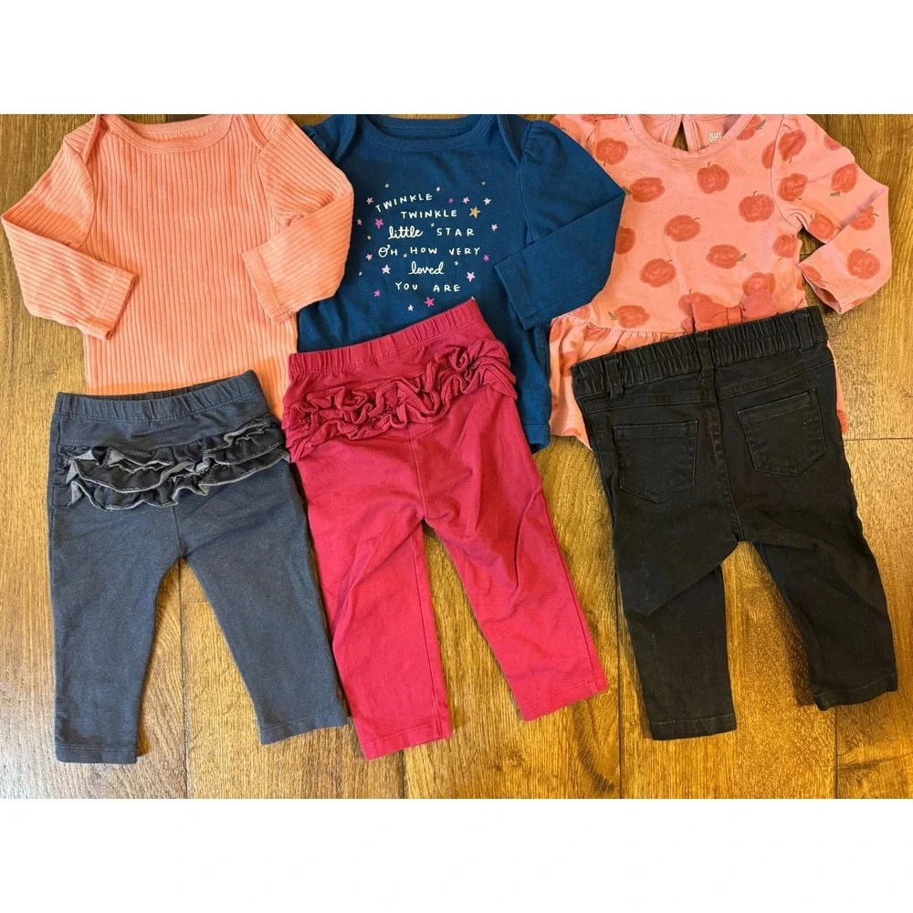 Baby Girl Outfits‎ 6/9 9 Months Long Sleeved Bodysuits Shirts Pants Clothes Lot